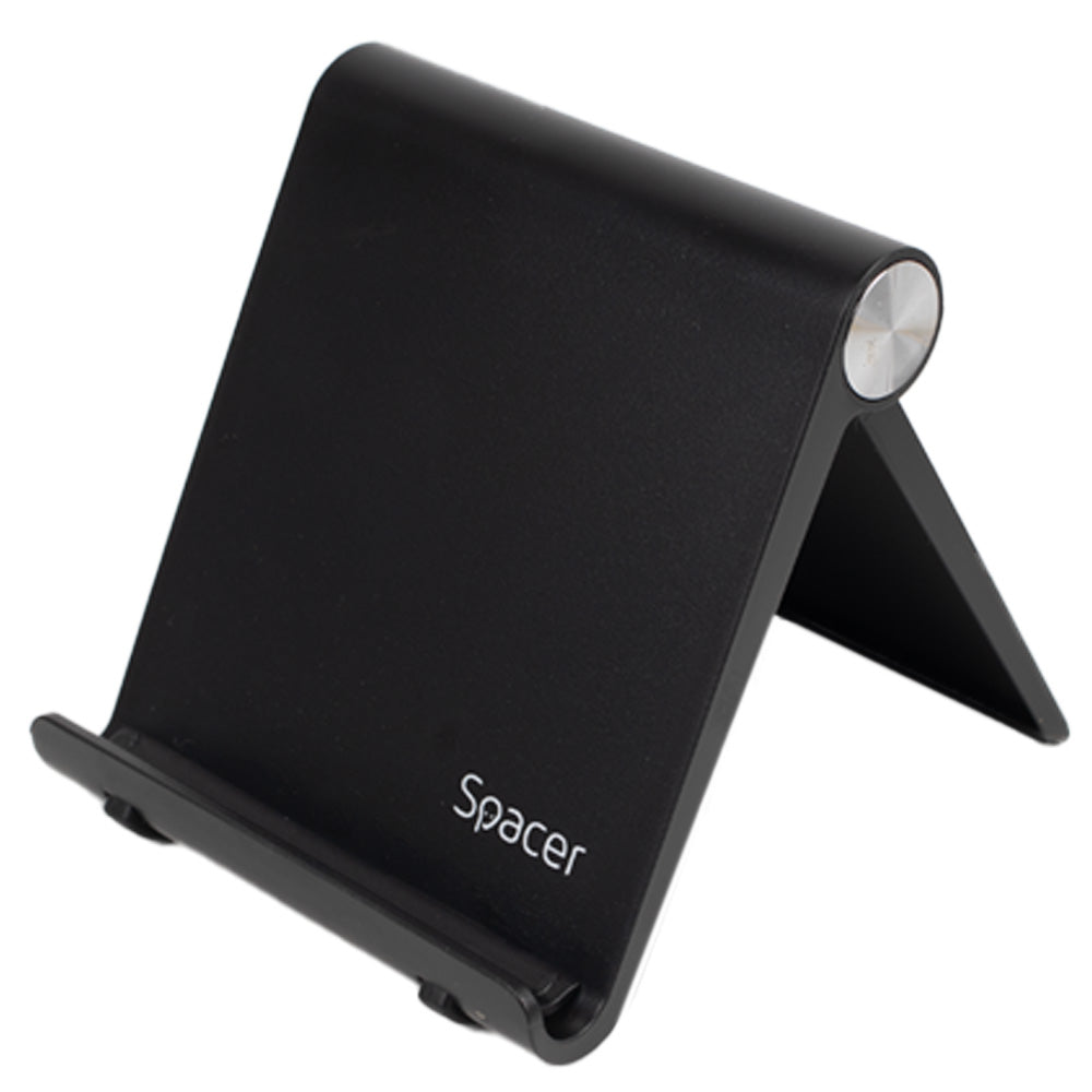 SUPORT telefon SPACER, pliabil, fixare pe birou, universal cu unghi ajustabil, dimensiuni 90 x 70 x 12mm, negru, "SPDH-FLIP-01-BK"