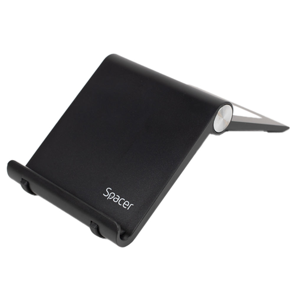 SUPORT telefon SPACER, pliabil, fixare pe birou, universal cu unghi ajustabil, dimensiuni 90 x 70 x 12mm, negru, "SPDH-FLIP-01-BK"