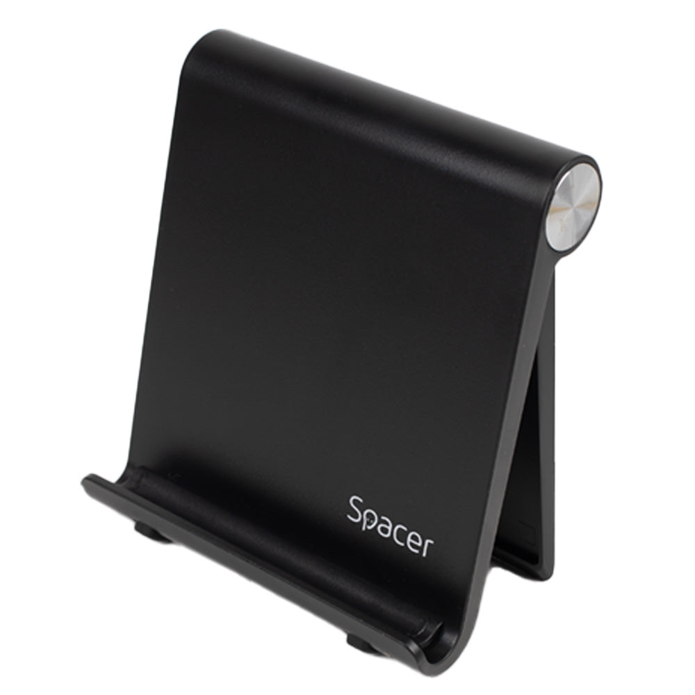 SUPORT telefon SPACER, pliabil, fixare pe birou, universal cu unghi ajustabil, dimensiuni 90 x 70 x 12mm, negru, "SPDH-FLIP-01-BK"