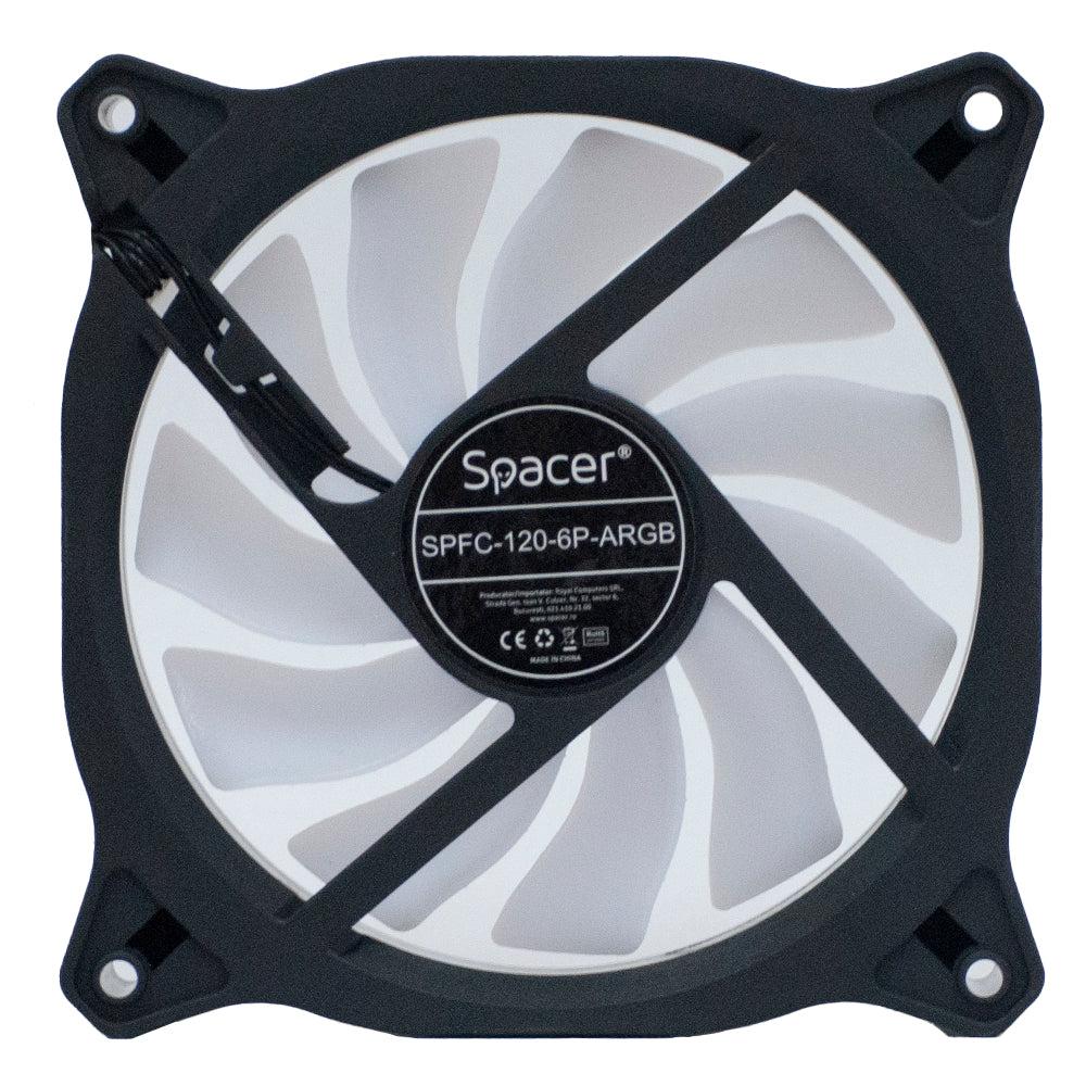 VENTILATOR SPACER PC 120x120x25 mm ARGB light diferite setari ale jocului de culori, posibilitate conectare fan hub, Hydraulic Bearing, 38.5CFM, conector 6-pin "SPFC-120-6P-ARGB"