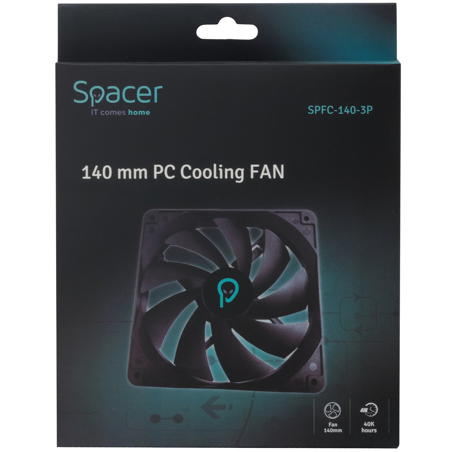 VENTILATOR SPACER PC 140x140x25 mm, Hydraulic Bearing, 67.6CFM, conector 3-pin, no LED, black "SPFC-140-3P"