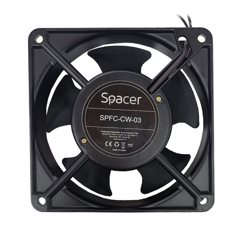 UNITATE RACIRE SPACER, 1U pentru rack 19", 120mm, 1700rpm, 36dBA, flux aer 59cfm, otel 1.5mm, cablu 1.6m, black "SPFC-CW-03"