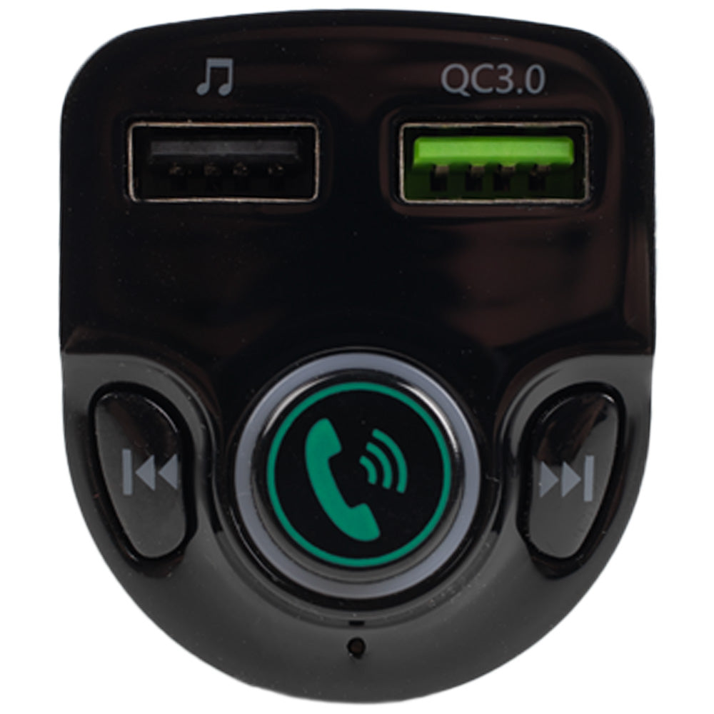 MODULATOR AUTO FM SPACER, Bluetooth 5.0. 1xUSB QC3.0 &amp; 1xUSB max. 5V/3.1A, 12V-24V, max. 10-15m, mic max. 0-2m, format MP3/WMA, 206 canale 87.5-108Mhz, USB disk, microSD, answer/reject/hang up/redial, black, "SPFM-01-QC"