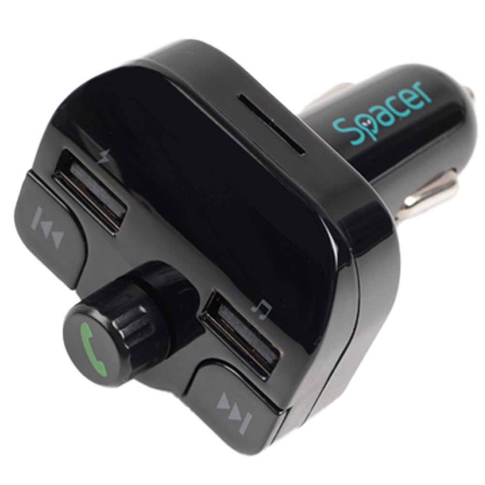 MODULATOR AUTO FM SPACER, Bluetooth 5.0, 2xUSB max. 5V/3.1A, 12V-24V, max. 10-15m, mic max. 0-1m, format MP3/WMA, 206 canale 87.5-108Mhz, USB disk, microSD, answer/hang up/redial, protectie circuit, black, "SPFM-02""43502141"