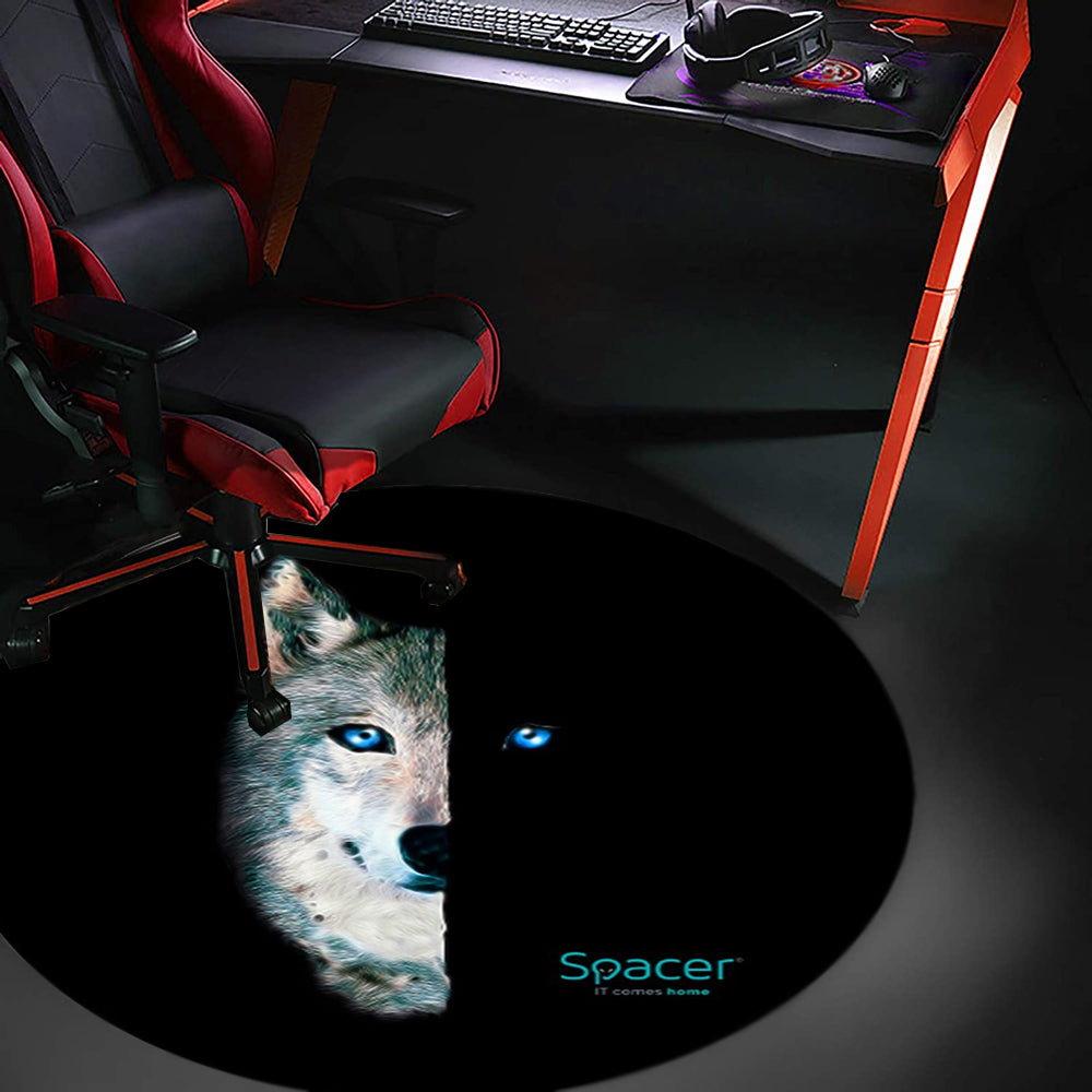 Covor pentru scaun gaming SPACER, protectie parchet, cauciuc si material textil, 1200 x 3mm, rotund, WOLF 46501470 "SPFP-WOLF-120"