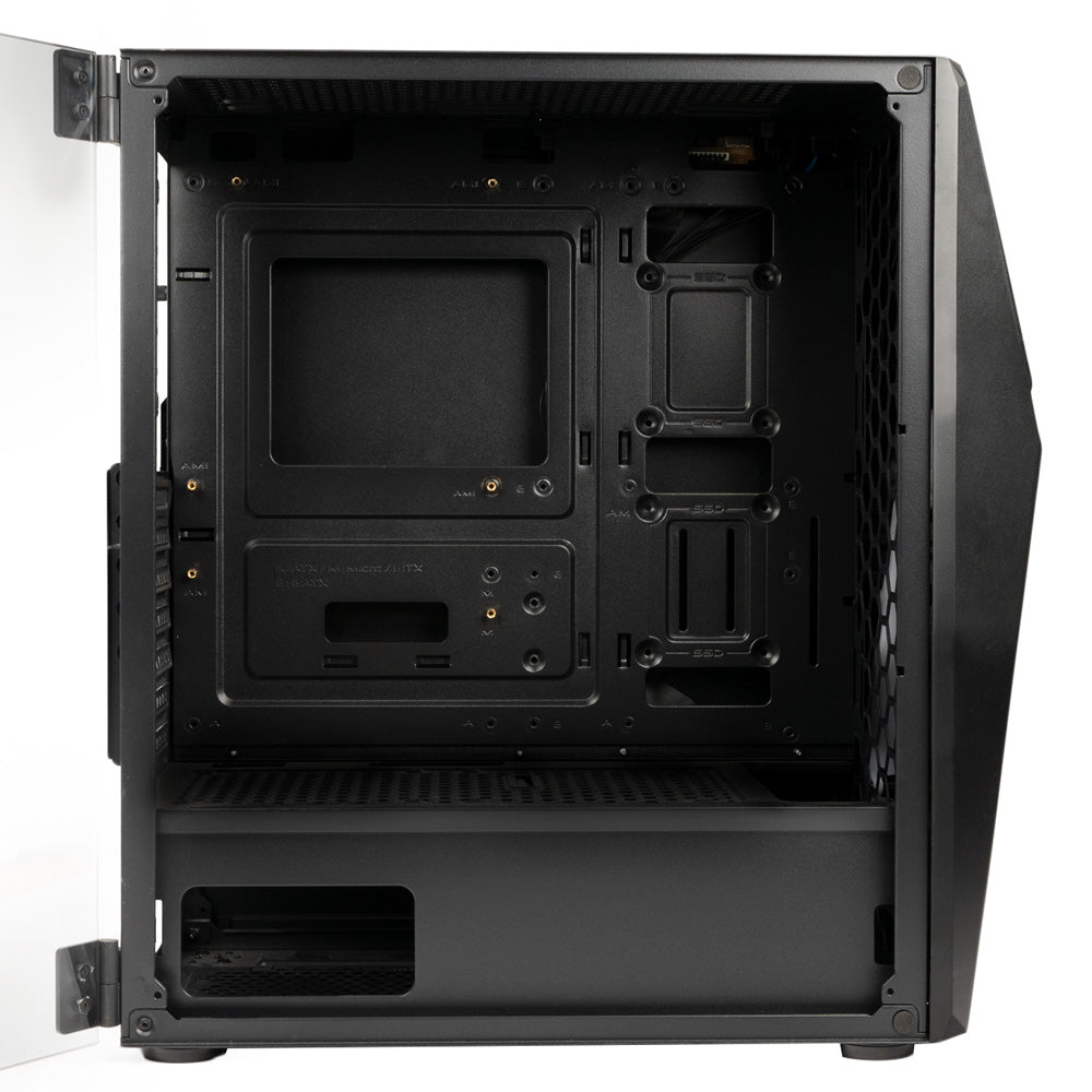 CARCASA SPACER - gaming, Middle Tower, ATX, "THUNDER", fara sursa, usa sticla securizata (balama), banda LED RGB, USB 2.0 x 2, USB 3.0 x 1, HD-Audio Jack 3.5mm x 2, mesh , "SPGC-THUNDER"
