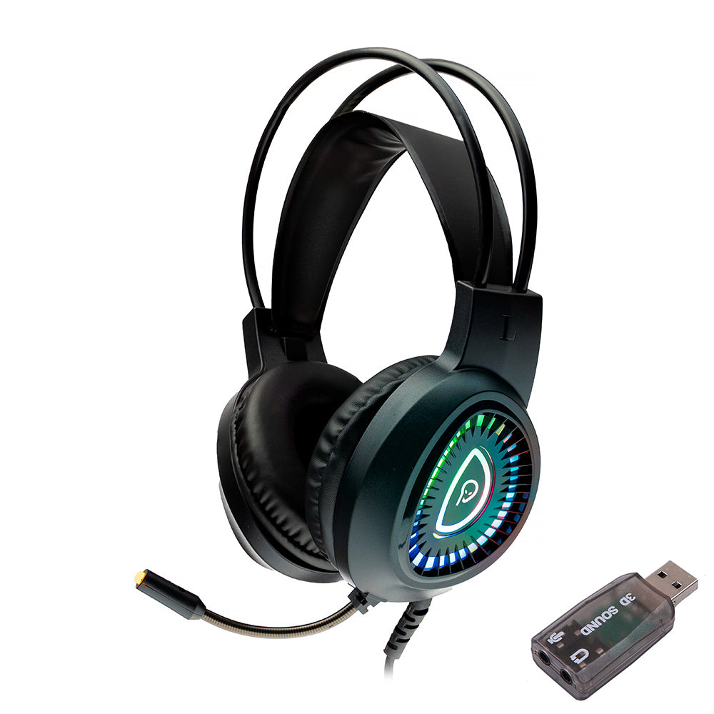 CASTI gaming Spacer RGB, cu fir, standard, utilizare gaming, microfon pe brat, conectare prin adaptor USB 2.0 sau Jack 3.5 mm x 2, iluminare RGB, negru, "SPGH-PHANTOM-USB"