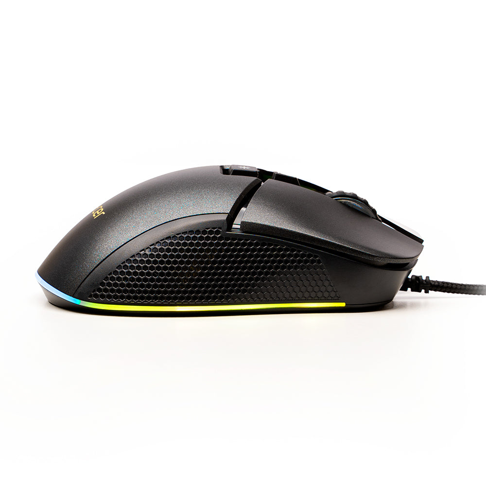 MOUSE Spacer - gaming, gaming, cu fir, USB, optic, rezolutie selectabila max. 8.000 dpi, butoane/scroll 7/1, iluminare RGB, negru, "SPGM-PULSAR-PRO"