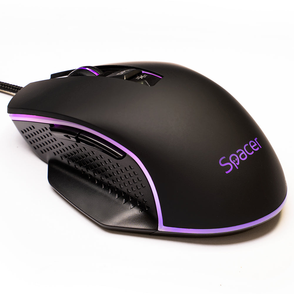 MOUSE Spacer - gaming, gaming, cu fir, USB, optic, 8.000 DPI, butoane/scroll 7/1, iluminare RGB, negru, "SPGM-PULSAR-SPEED"