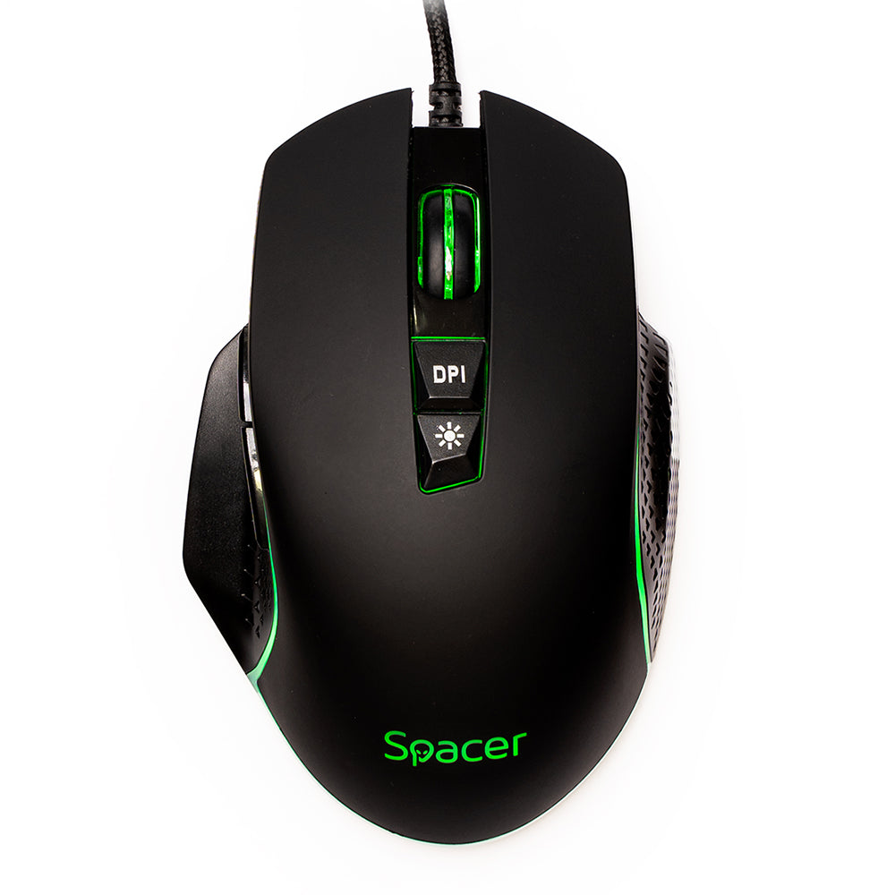 MOUSE Spacer - gaming, gaming, cu fir, USB, optic, 8.000 DPI, butoane/scroll 7/1, iluminare RGB, negru, "SPGM-PULSAR-SPEED"