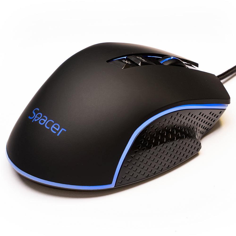 MOUSE Spacer - gaming, gaming, cu fir, USB, optic, 8.000 DPI, butoane/scroll 7/1, iluminare RGB, negru, "SPGM-PULSAR-SPEED"