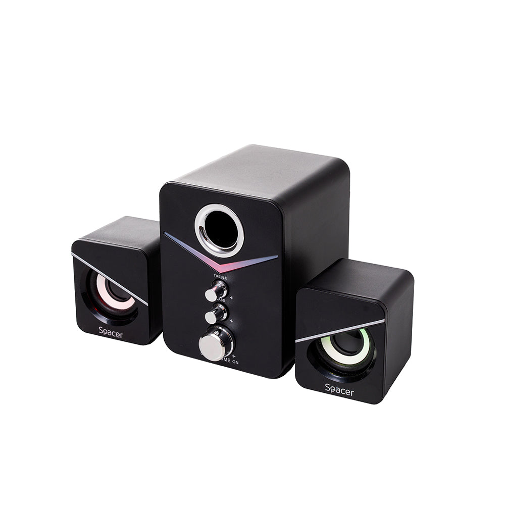 BOXE SPACER Gaming 2.1, RMS: 11W (2 x 3W + 5W), control volum, bass, treble, 3 x LED, USB power, black, 43502139 "SPGS-TORNADO"