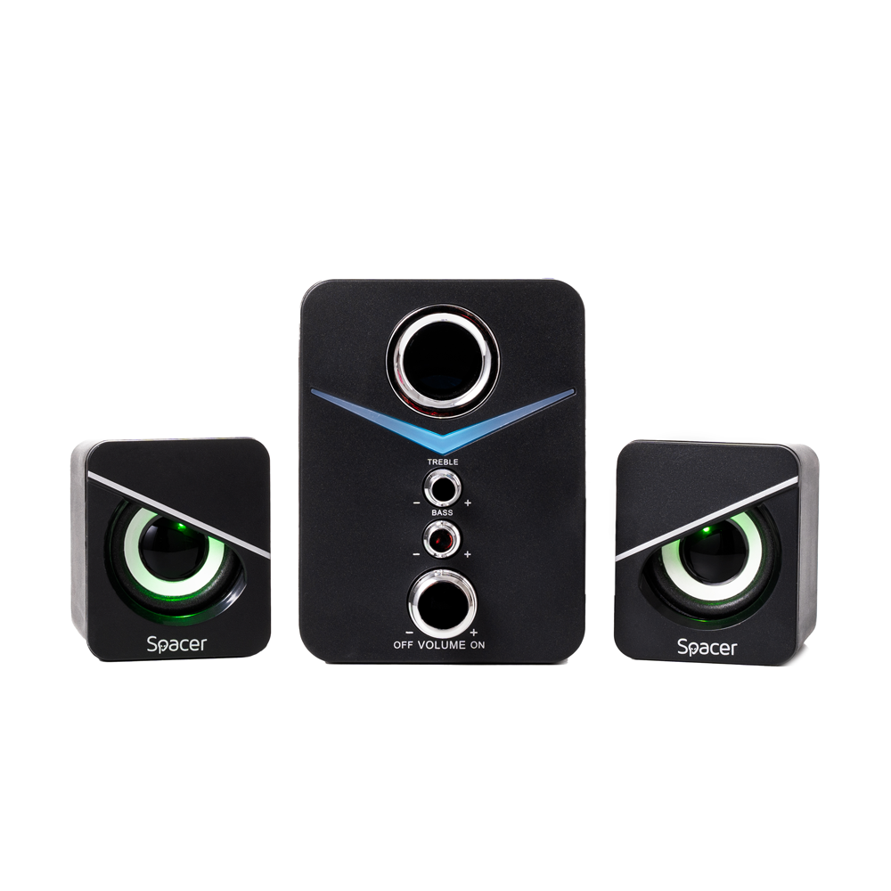 BOXE SPACER Gaming 2.1, RMS: 11W (2 x 3W + 5W), control volum, bass, treble, 3 x LED, USB power, black, 43502139 "SPGS-TORNADO"