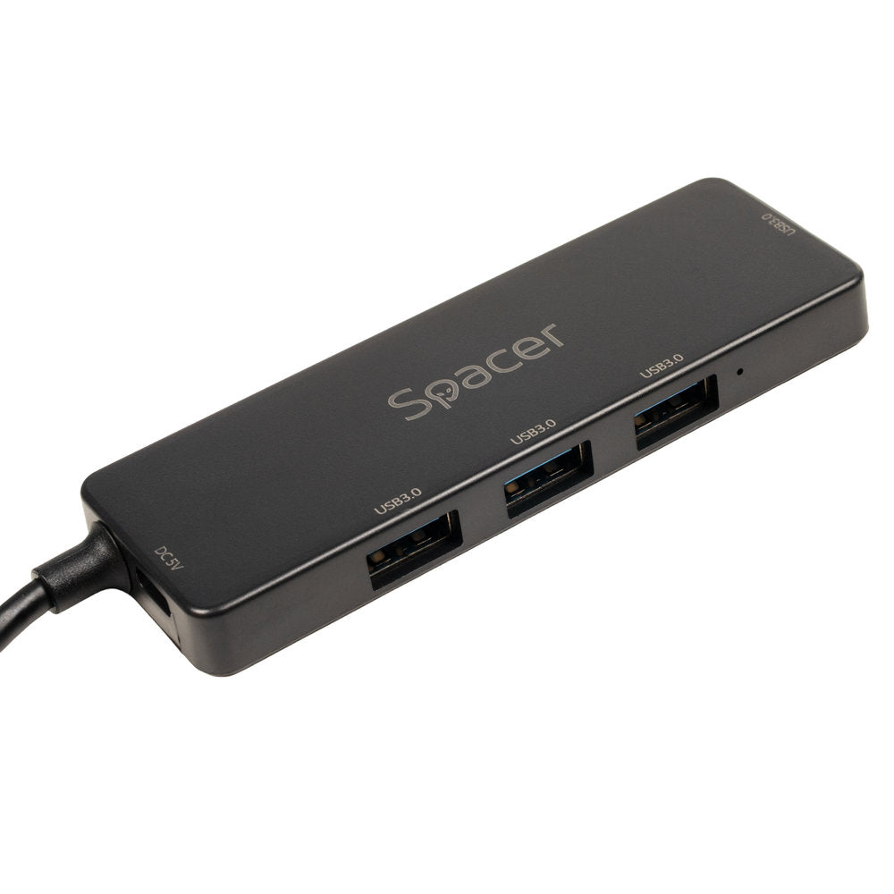 HUB extern SPACER, porturi USB:USB 3.0 X 4, 5V in (Type-C), conectare prin TYPE-C, cablu 15cm, ABS, , "SPHB-TYPEC-4U30-09"