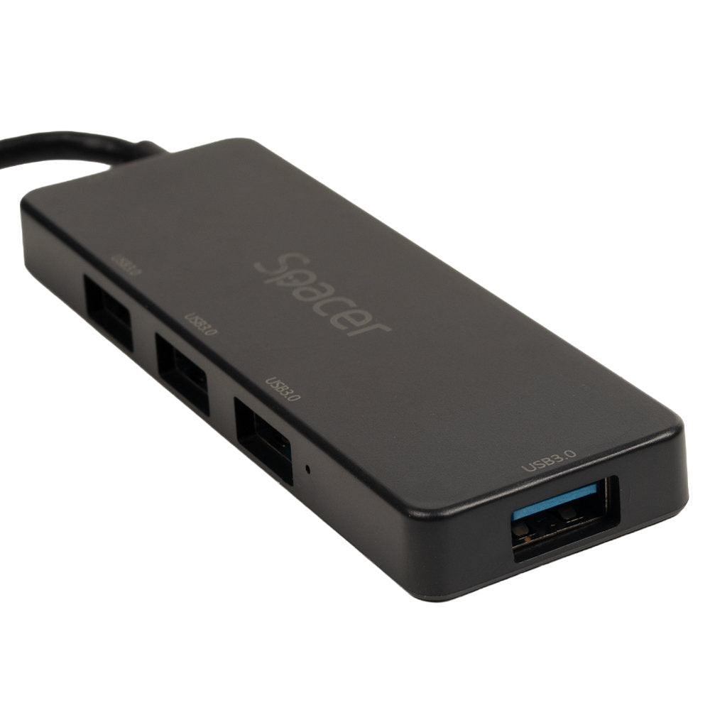 HUB extern SPACER, porturi USB:USB 3.0 X 4, 5V in (Type-C), conectare prin TYPE-C, cablu 15cm, ABS, , "SPHB-TYPEC-4U30-09"