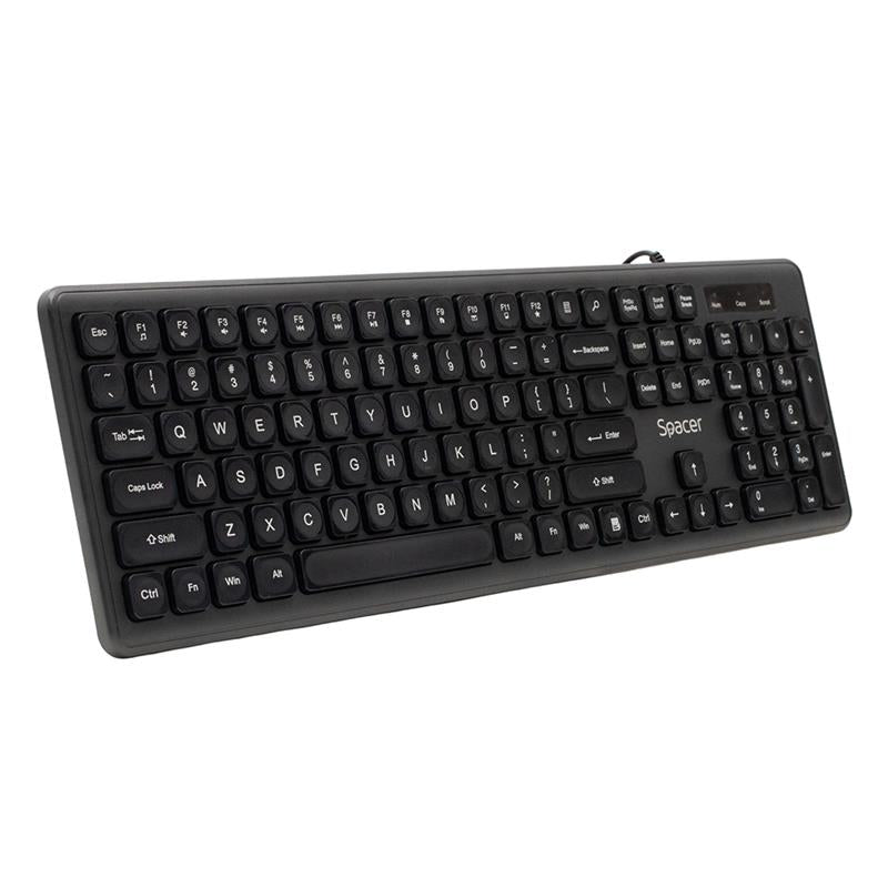 TASTATURA SPACER USB, 104 taste, silentioasa, low profile fingertip keycap design, black, "SPKB-LWP-03"
