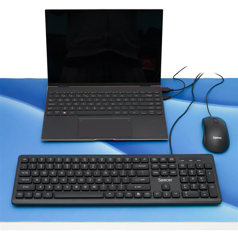 TASTATURA SPACER USB, 104 taste, silentioasa, low profile fingertip keycap design, black, "SPKB-LWP-03"