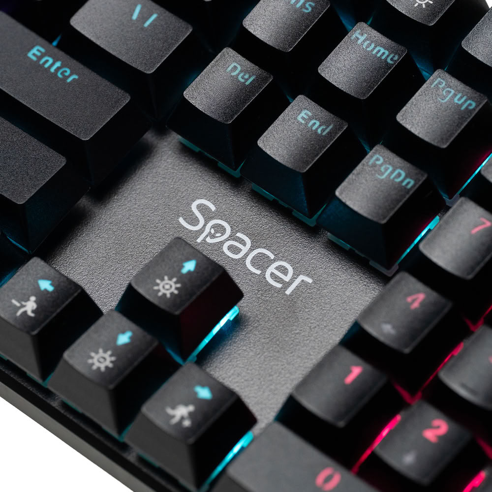 TASTATURA mecanica SPACER USB GLADIATOR, switch-uri mecanice rosii, 104 taste, anti-ghosting 26 taste, iluminare RGB , black, "SPKB-MK-GLADIATOR"