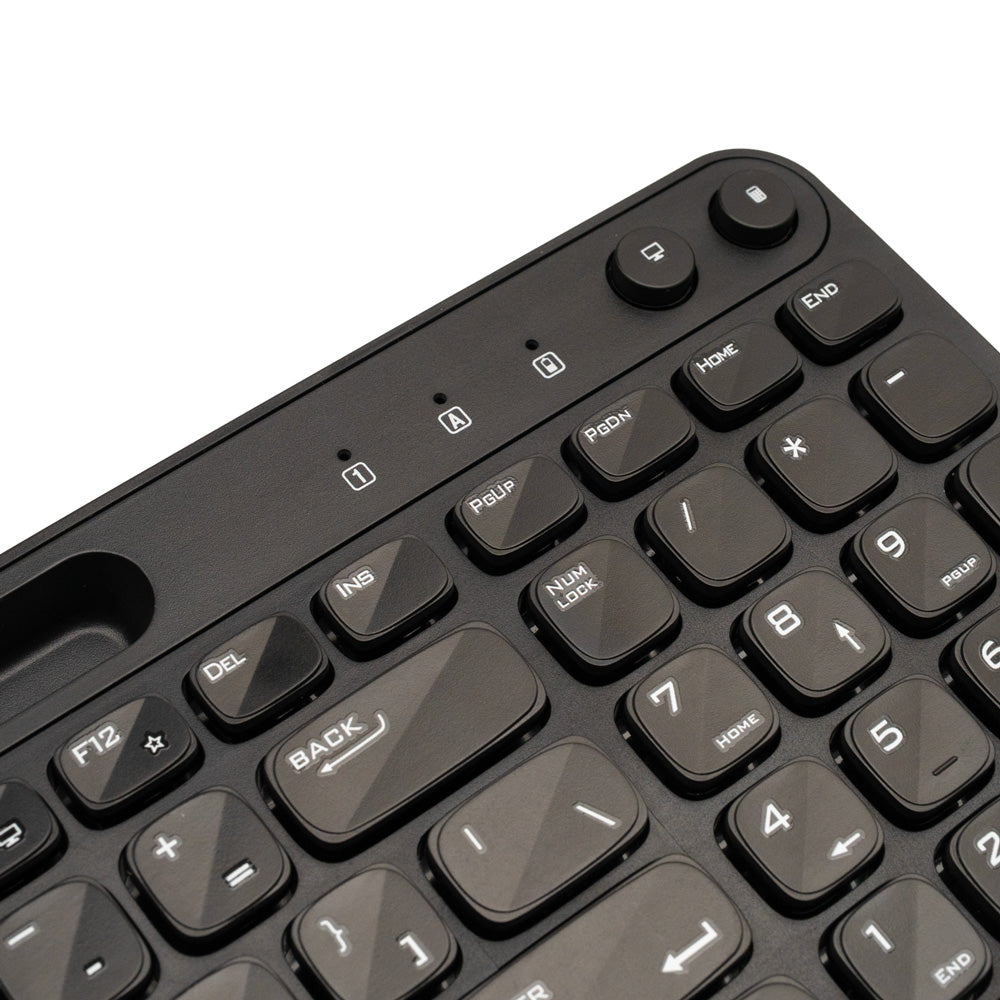 TASTATURA wireless SPACER, 102 taste, low profile keycap, suport telefon, 1 baterie AAA inclusa, neagra, "SPKB-WS-04"