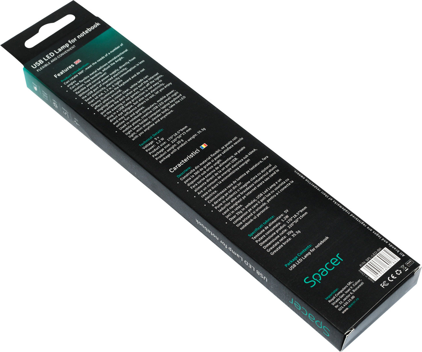 LAMPA LED USB pentru notebook, SPACER, black, "SPL-LED-BK" 45504833