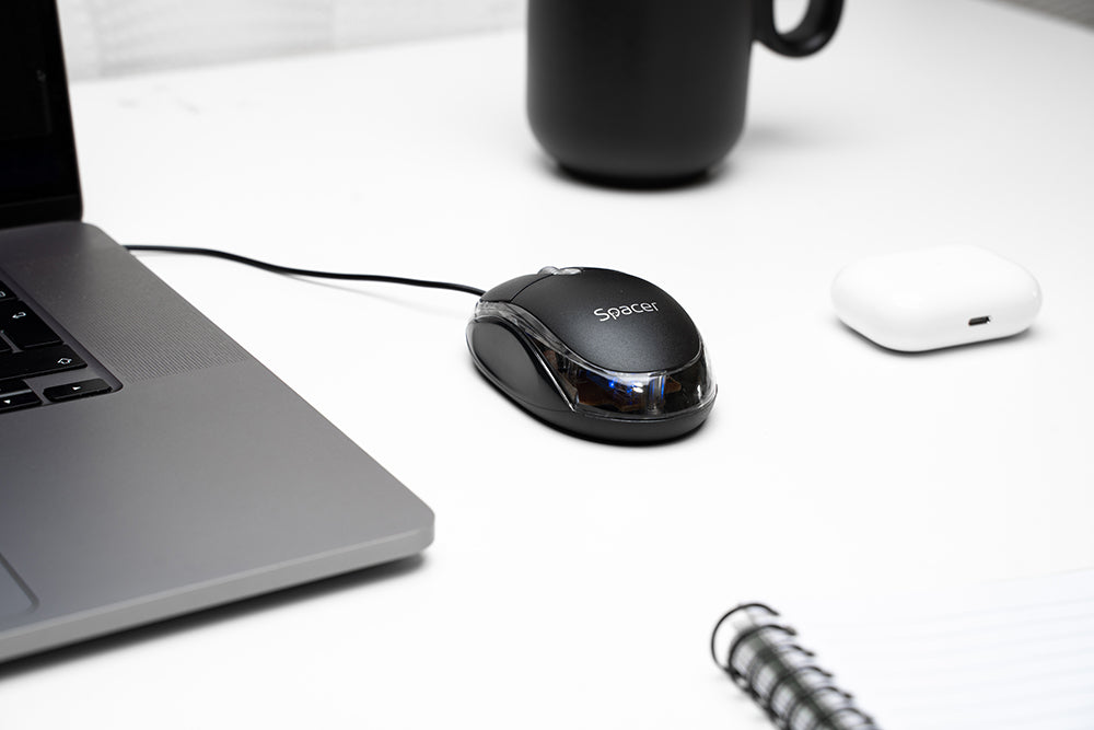 MOUSE Spacer, PC sau NB, cu fir, USB, optic, 800 dpi, butoane/scroll 3/1, , negru, "SPMO-080" 45503289