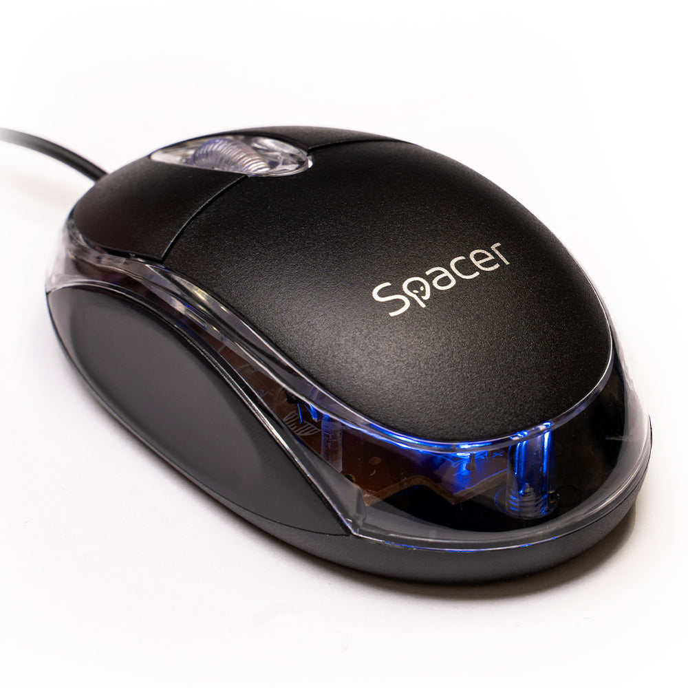 MOUSE Spacer, PC sau NB, cu fir, USB, optic, 800 dpi, butoane/scroll 3/1, , negru, "SPMO-080" 45503289