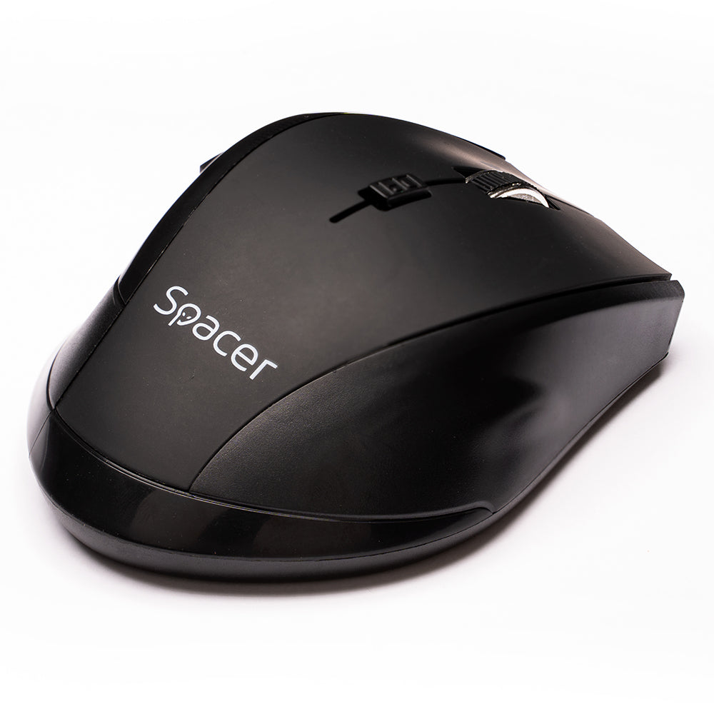 MOUSE Spacer, PC sau NB, wireless, 2.4GHz, optic, 800/ 1200/1600 dpi, butoane/scroll 6/1, rezolutie selectabila, negru, "SPMO-291" 45503292
