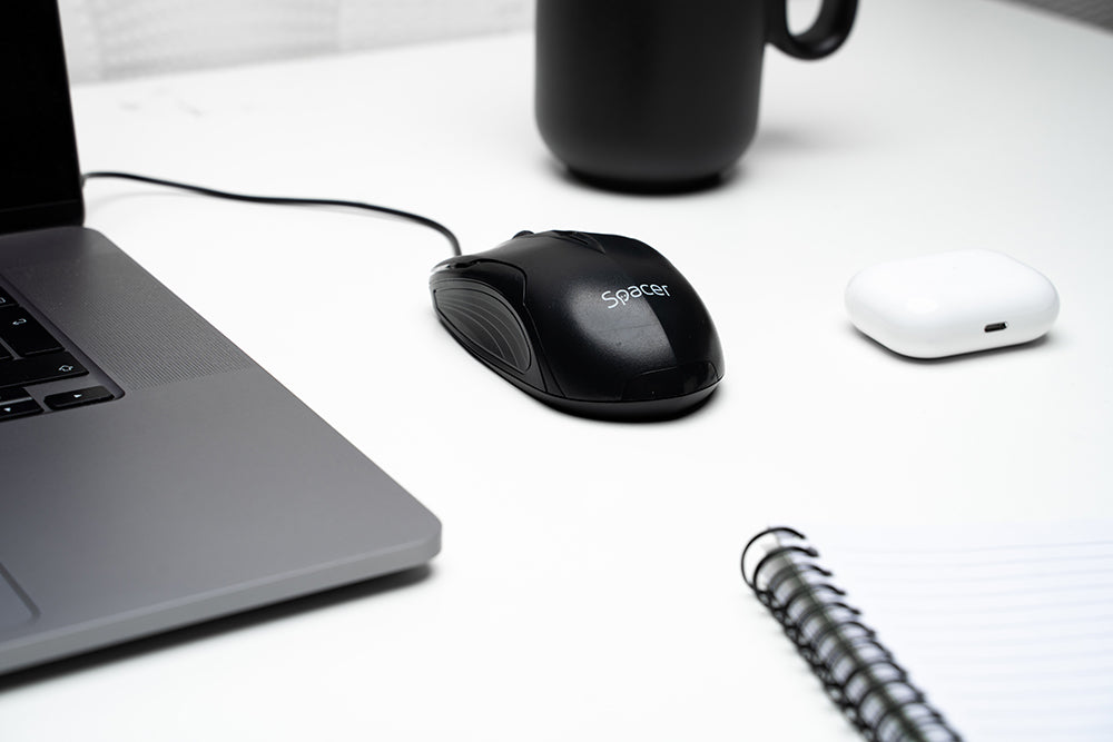 MOUSE Spacer, PC sau NB, cu fir, USB, optic, 1200 dpi, butoane/scroll 3/1, , negru, "SPMO-M11"
