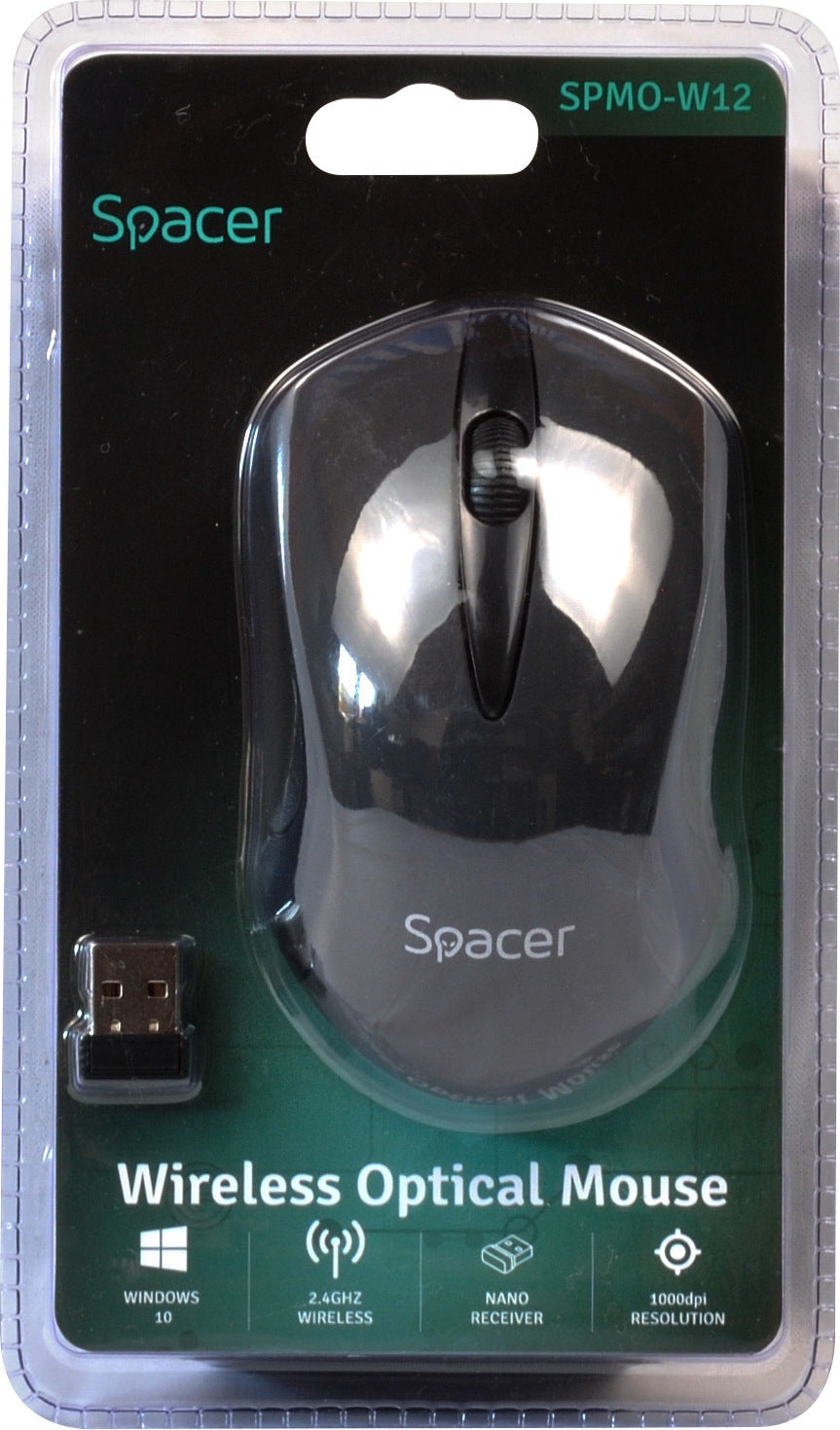 MOUSE Spacer, PC sau NB, wireless, 2.4GHz, optic, 1200 dpi, butoane/scroll 3/1, , negru, "SPMO-W12"