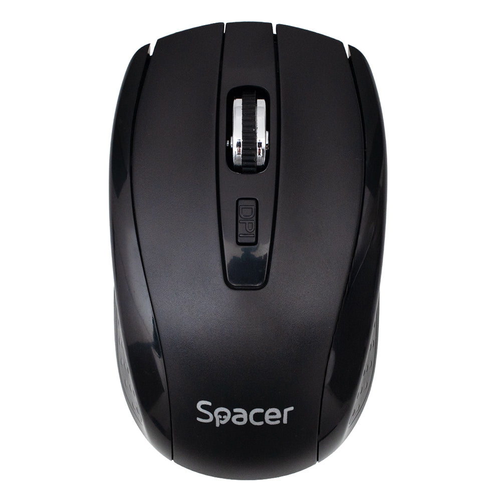 MOUSE Spacer, PC sau NB, wireless, 2.4GHz, optic, max.1600 dpi, butoane/scroll 4/1, rezolutie selectabila, buton ON/OFF, 2 baterii AAA incluse, negru, "SPMO-WS-BK-04"