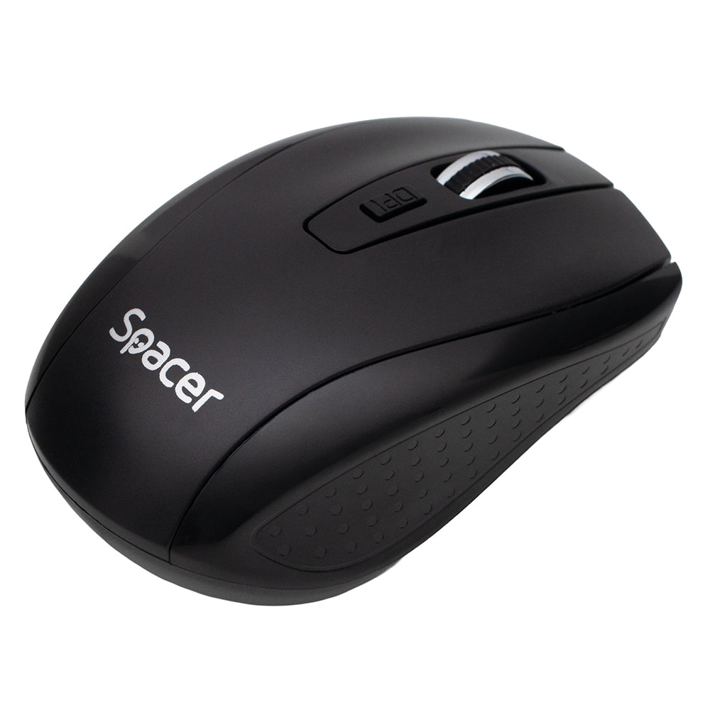 MOUSE Spacer, PC sau NB, wireless, 2.4GHz, optic, max.1600 dpi, butoane/scroll 4/1, rezolutie selectabila, buton ON/OFF, 2 baterii AAA incluse, negru, "SPMO-WS-BK-04"