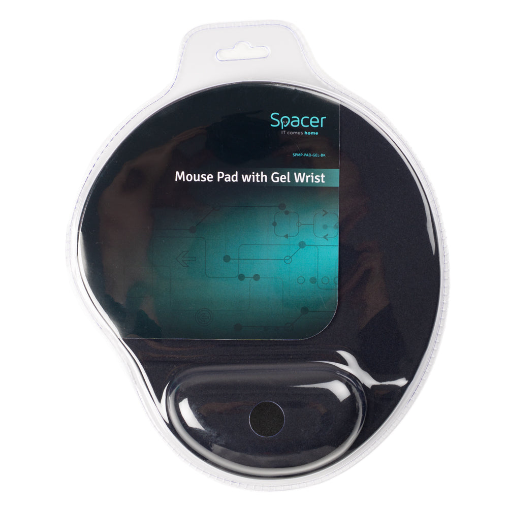 MousePAD SPACER, suport incheietura cu gel, cauciuc si material textil, 240 x 220 mm, negru "SPMP-PAD-GEL-BK"