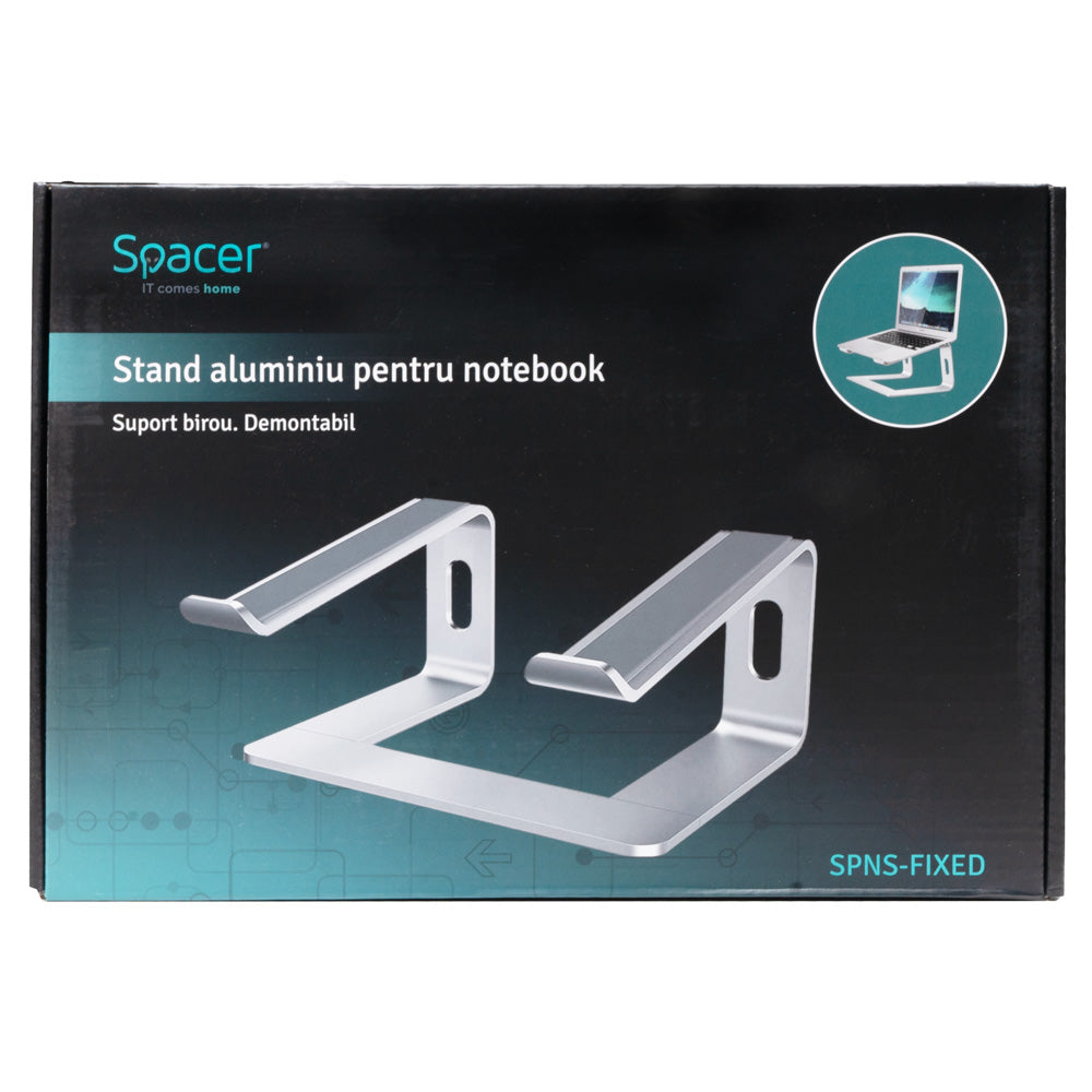Stand Notebook Spacer 15.6", aluminiu, demontabil, inalta laptopul la 150mm, "SPNS-FIXED"