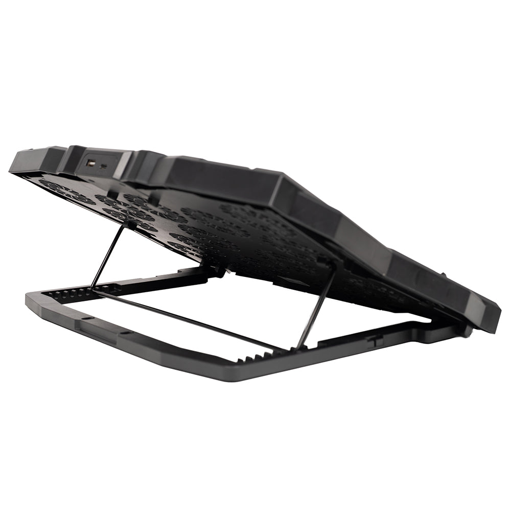 STAND SPACER notebook 17" Gaming, sita metal, 15x6cm LED fans,6 trepte turatie Max 2200RPM, 8 trepte inaltime,RGB 10 moduri, suport telefon,Airflow 180cfm, 1xUSB, 1xTYPE-C, black, Nivel zgomot 28dBA, "SPNS-Gaming-15F"