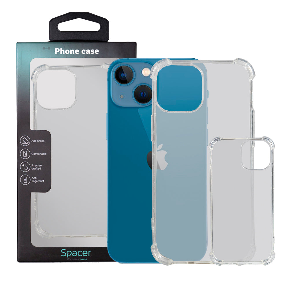 Husa Iphone 13 Mini Spacer, transparenta, grosime 1.5mm, protectie suplimentara antisoc la colturi, material flexibil TPU "SPPC-AP-IP13M-CLR"