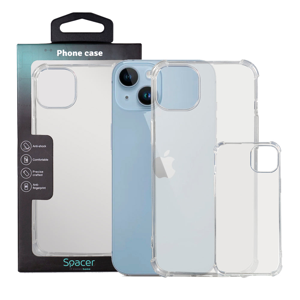 Husa Iphone 14 Plus Spacer, grosime 1.5mm, protectie suplimentara antisoc la colturi, material flexibil TPU, transparenta "SPPC-AP-IP14PL-CLR"