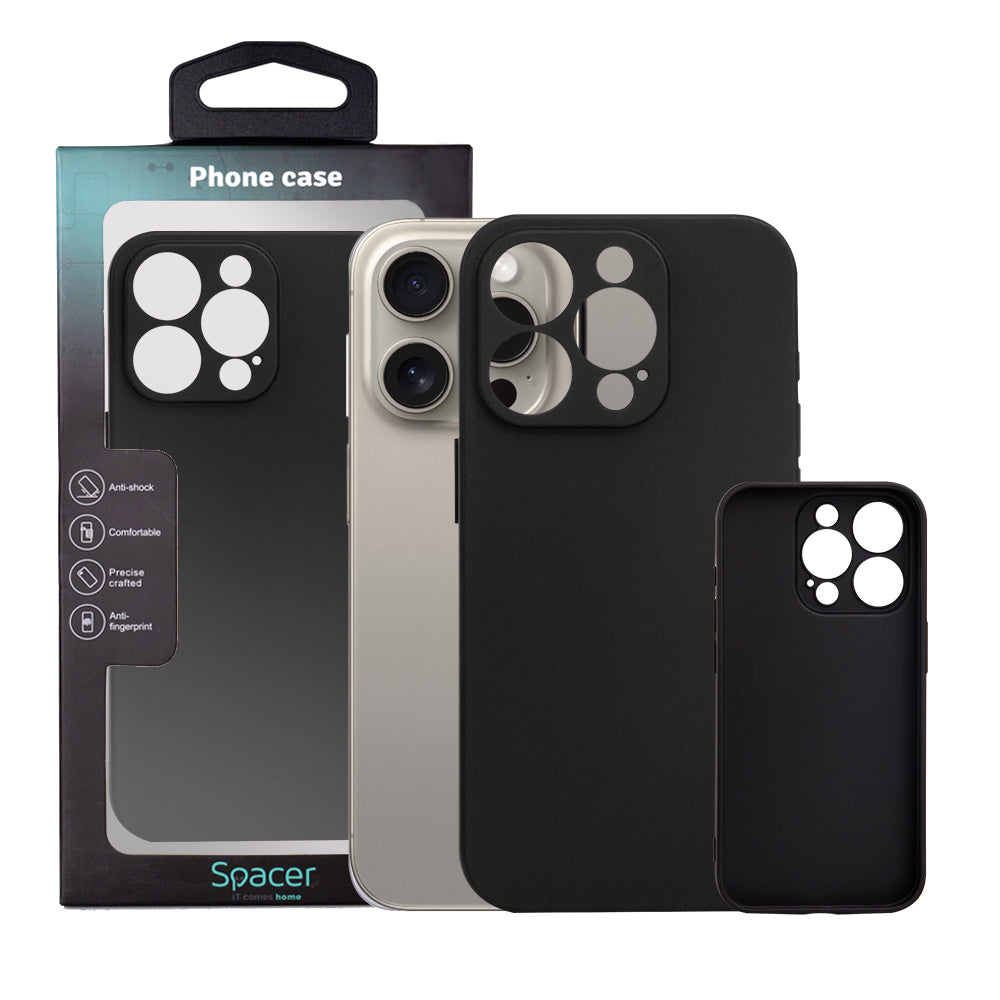 Husa Iphone 15 Pro Spacer, grosime 1.5mm, material flexibil TPU, negru "SPPC-AP-IP15P-TPU"