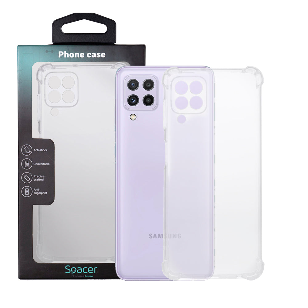 Husa Samsung Galaxy A22 4G Spacer, transparenta, grosime 1.5mm, protectie suplimentara antisoc la colturi, material flexibil TPU "SPPC-SM-GX-A224G-CLR"