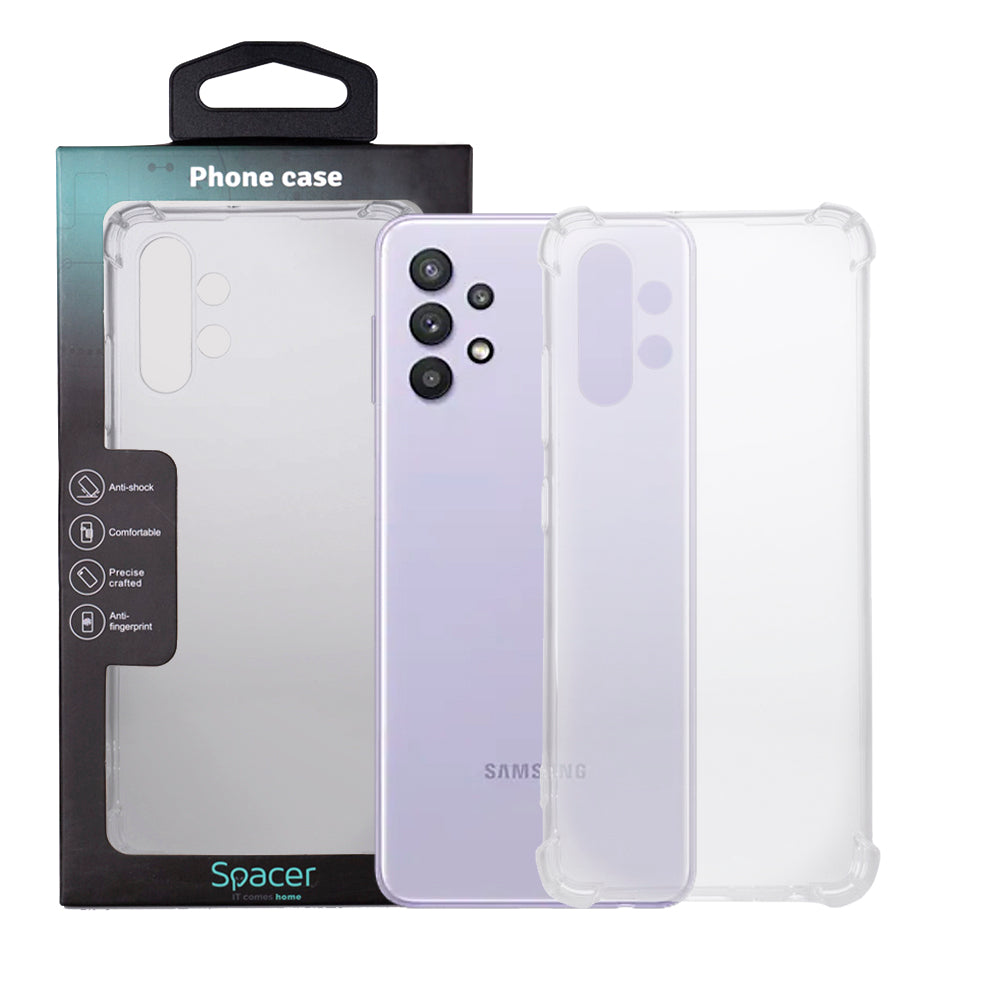 Husa Samsung Galaxy A32 4G Spacer, transparenta, grosime 1.5mm, protectie suplimentara antisoc la colturi, material flexibil TPU "SPPC-SM-GX-A324G-CLR"