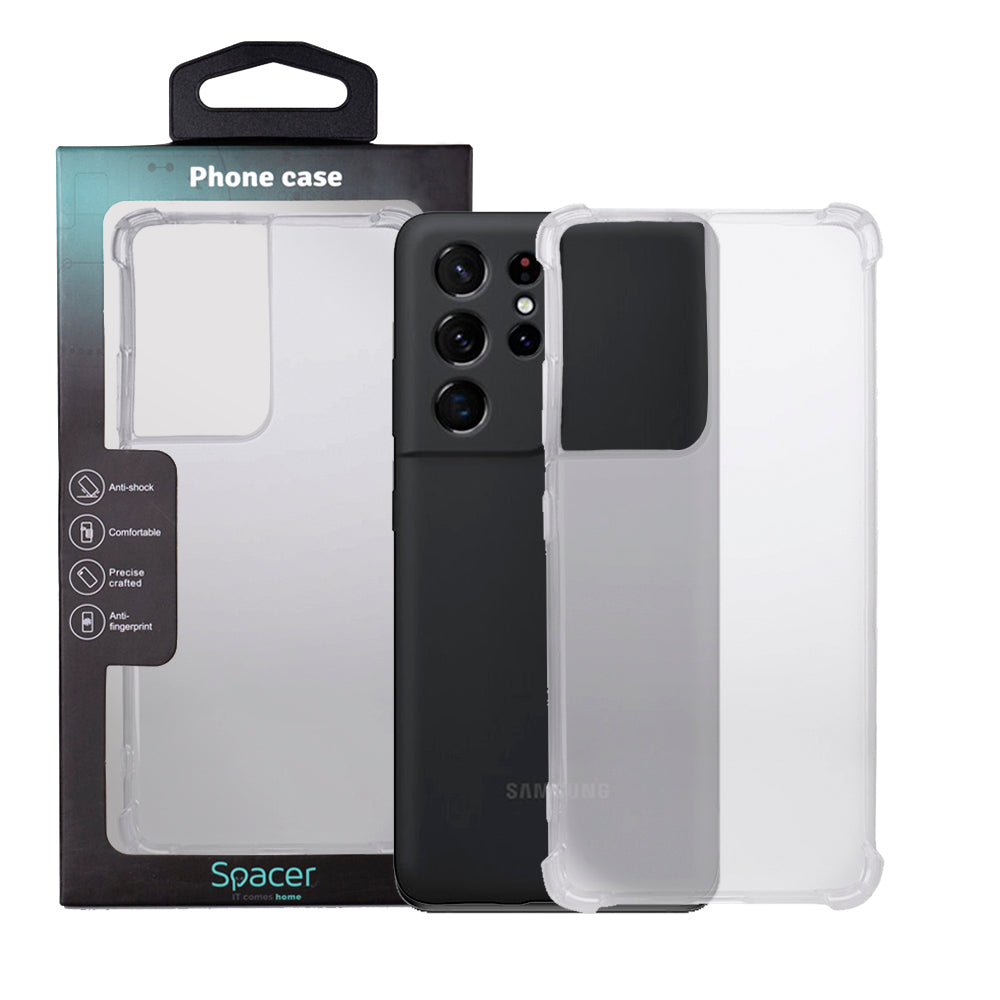Husa Samsung Galaxy S21 Ultra Spacer, transparenta, grosime 1.5mm, protectie suplimentara antisoc la colturi, material flexibil TPU "SPPC-SM-GX-S21U-CLR"