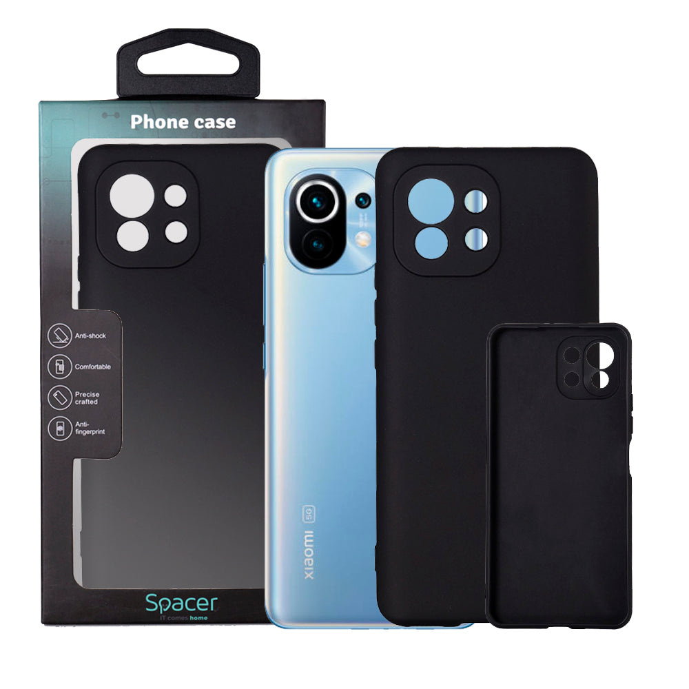 Husa Xiaomi Mi 11 5G Spacer, negru, grosime 1.5mm, material flexibil TPU "SPPC-XI-MI-115G-TPU"