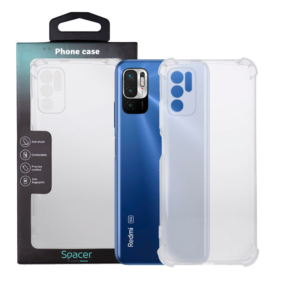 Husa Xiaomi Redmi Note 10 5G Spacer, transparenta, grosime 1.5mm, protectie suplimentara antisoc la colturi, material flexibil TPU "SPPC-XI-RM-N105G-CLR"