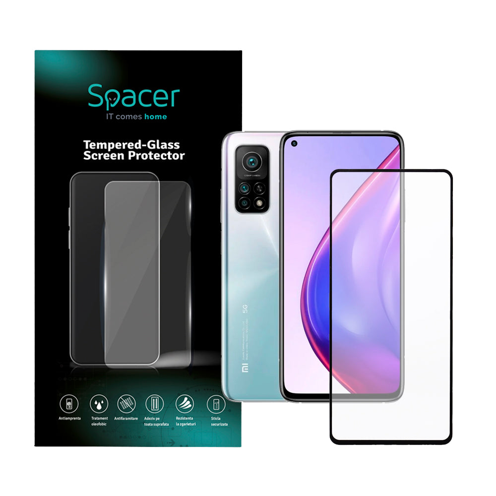 FOLIE STICLA Spacer pentru Xiaomi Mi 10T Pro 5G, grosime 0.3mm, acoperire totala ecran, strat special anti-ulei si anti-amprenta, Tempered Glass, sticla 9D, duritate 9H "SPPG-XI-MI-10TP5G-TG"