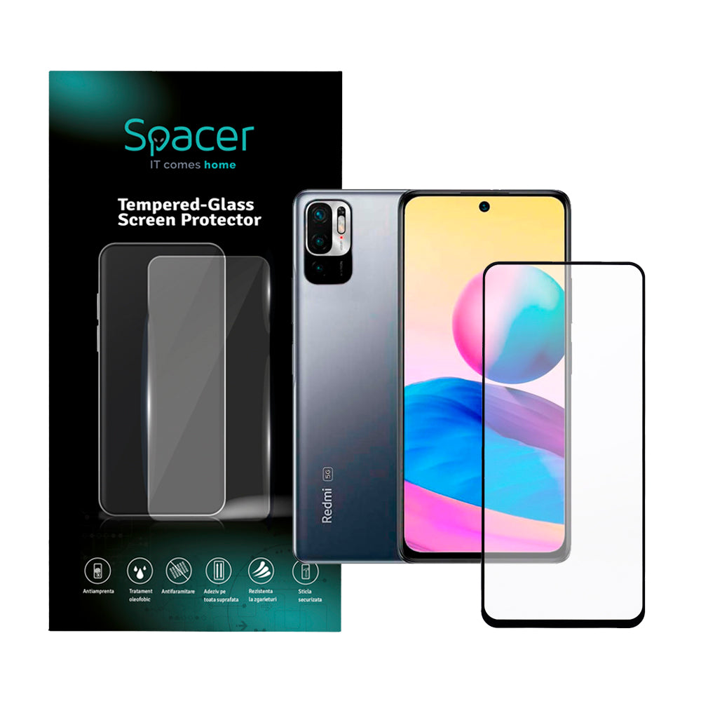 FOLIE STICLA Spacer pentru Xiaomi Redmi Note 10 5G, grosime 0.3mm, acoperire totala ecran, strat special anti-ulei si anti-amprenta, Tempered Glass, sticla 9D, duritate 9H "SPPG-XI-RM-N105G-TG"