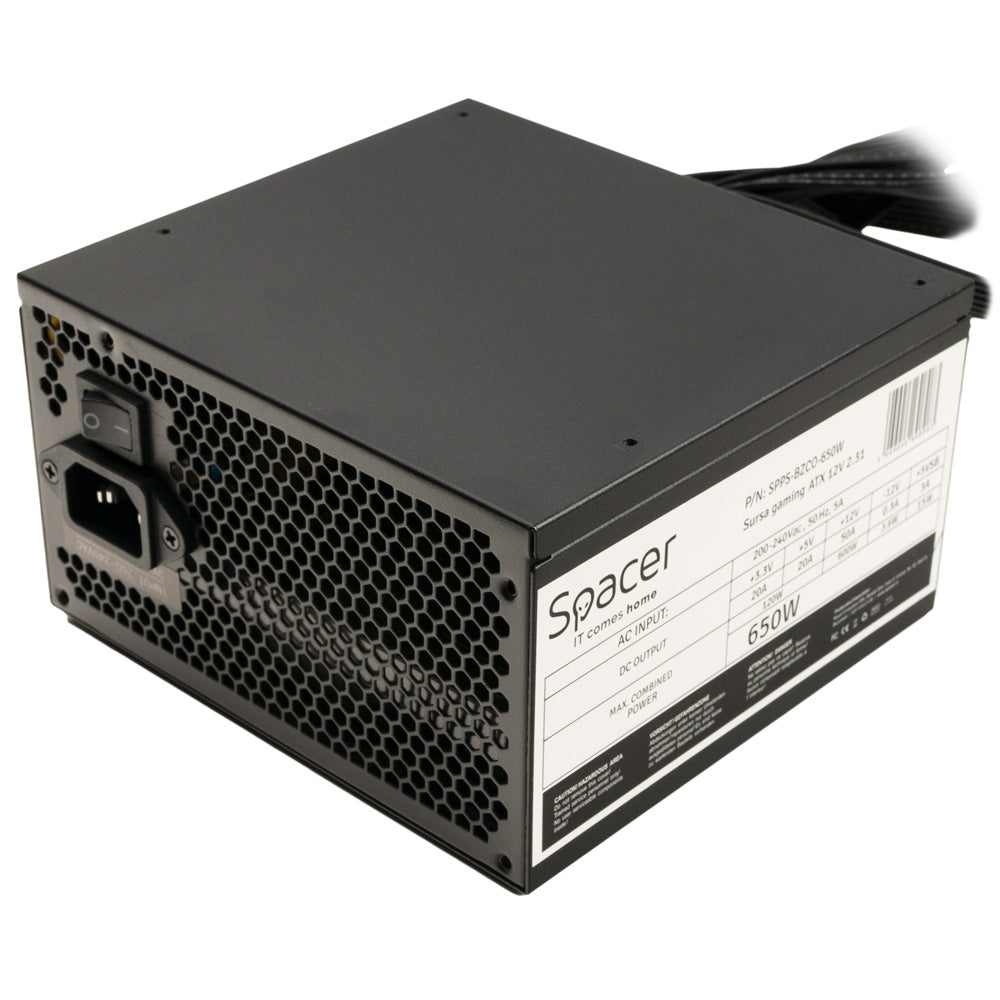 SURSA SPACER BZCO-650 80+ Bronze compatible, 650w, fan 120mm, MB (20+4) x1, CPU (4+4) x2, PCI-E (6+2) x2, SATA x6, Molex x3, *retail* "SPPS-BZCO-650"