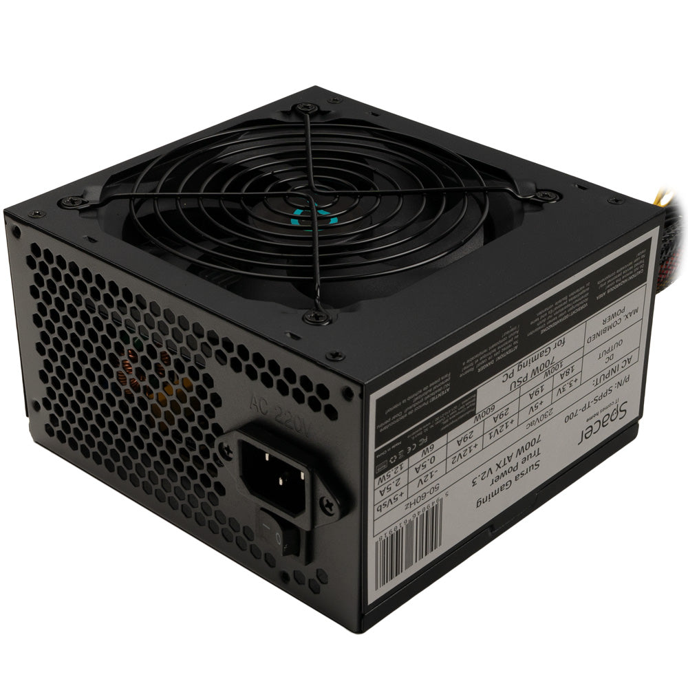 SURSA SPACER True Power TP700 (700W for 700W GAMING PC), PFC activ, fan 120mm, MB (20+4) x1, CPU (4+4) x1, PCI-E (6+2) x2, SATA x5, Molex x1, *retail* "SPPS-TP-700"