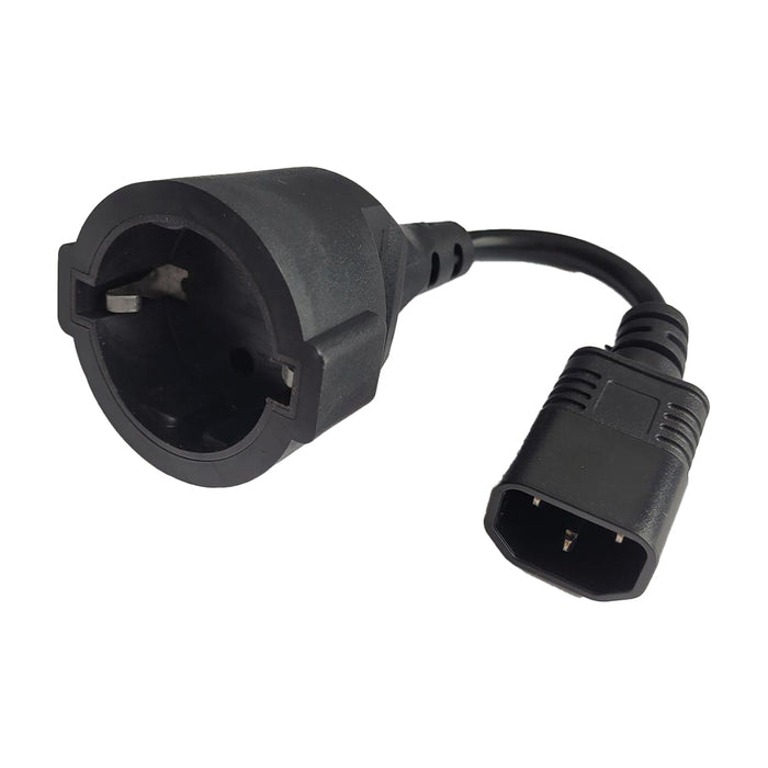 Cablu alimentare SPACER adaptor intrare C14 (tata) la iesire Schuko (mama), 10A,0.15m lungime, negru, "SPPW-C14-S