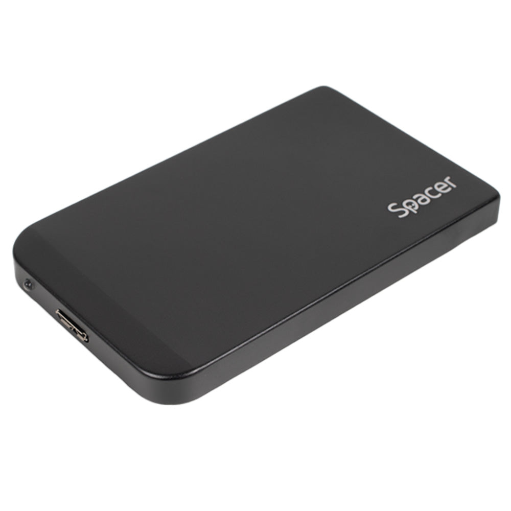 RACK extern SPACER, pt HDD/SSD, 2.5 inch, S-ATA, interfata PC USB 3.0, Husa piele sintetitca, aluminiu, negru, "SPR-25611" 45503295