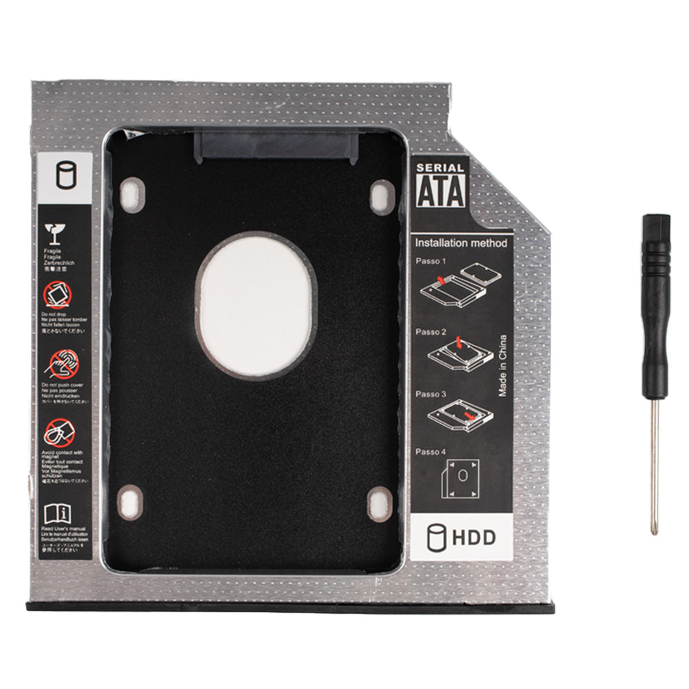 RACK intern SPACER, tip caddy 9.5mm, 5.25 inch la 2.5 inch, S-ATA, interfata PC S-ATA, metal, negru, "SPR-25DVDI"