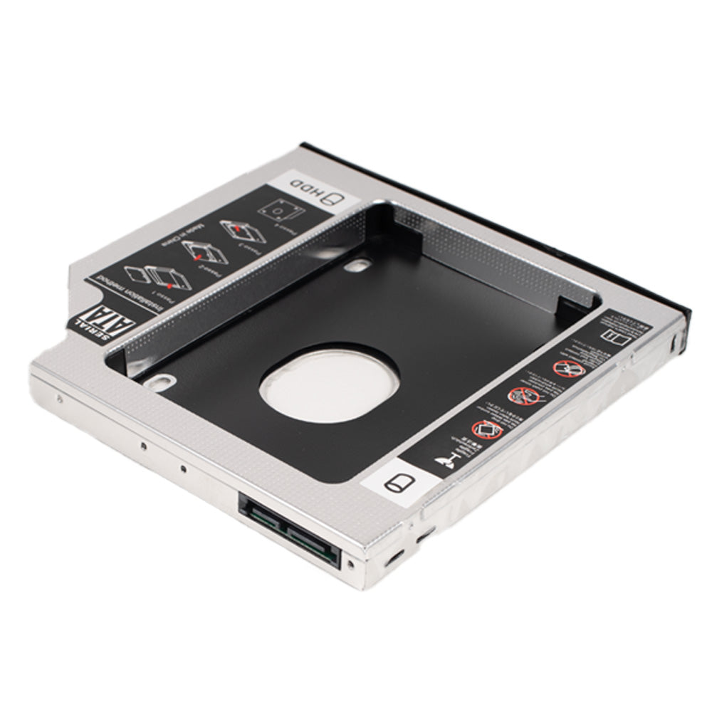 RACK intern SPACER, tip caddy 12.7mm, 5.25 inch la 2.5 inch, S-ATA, interfata PC S-ATA, metal, negru, "SPR-25DVDN"